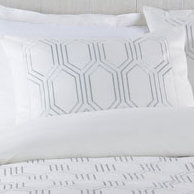 Empire Cotton Blend Geometric Sham Set, Euro, Ivory