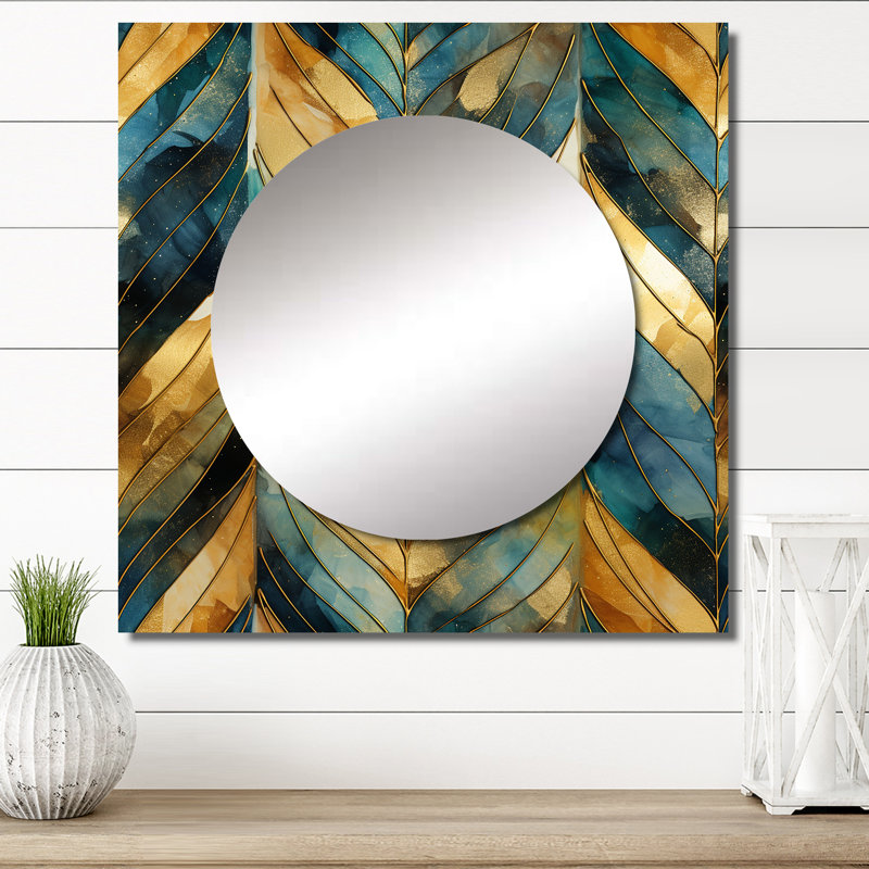 Or et vert doré à chevrons Reverie I - Glam, 36 po x 36 po