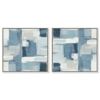 «Deconstructed Blue II», ensemble de toiles abstraites modernes par Art Remedy