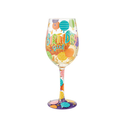 Lolita Birthday Hand Painted Girl Wine Glass 8.8in H