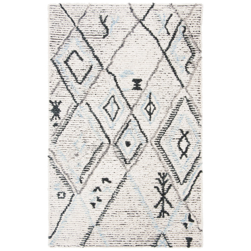 Powell Shag Hand Tufted Wool Southwestern Rug, Rectangle 8' x 10'