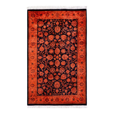 Tapis orange noué à la main de conception unique Holsworth