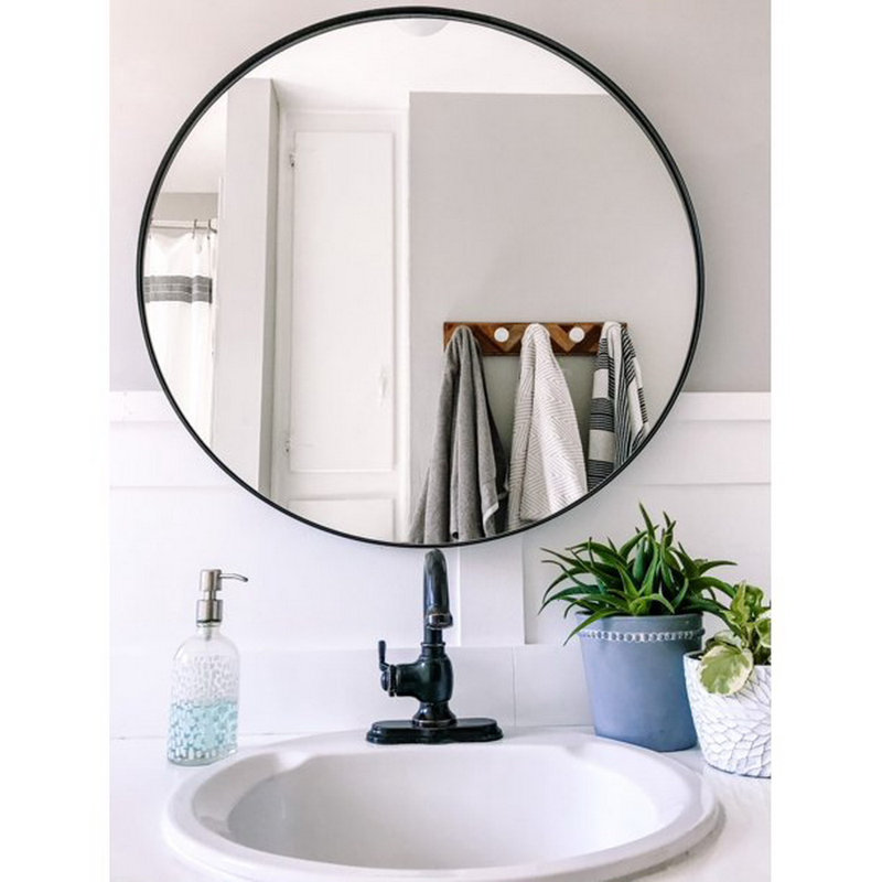 Alexei Flat Mirror, Black, 50.50cm H x 50.50cm W x 4cm D