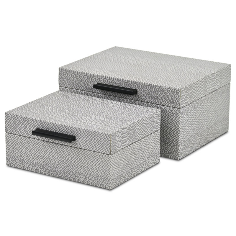 Anouk Snakeskin Themed Vinyl Box Set With Black Handles - Gray
