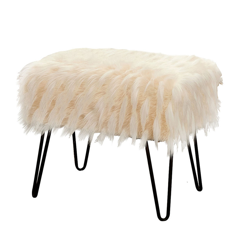 48.3cm Wide Rectangle No Pattern Standard Ottoman, Ivory