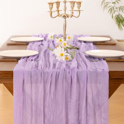 Chemin de table en étamine Cheesecloth Summer Boho Lilas mauve 10 pièces de gaze rustique 10 pi en tissu de couloir de ferme diaphane pour décorations de fêtes pour fête de naissance