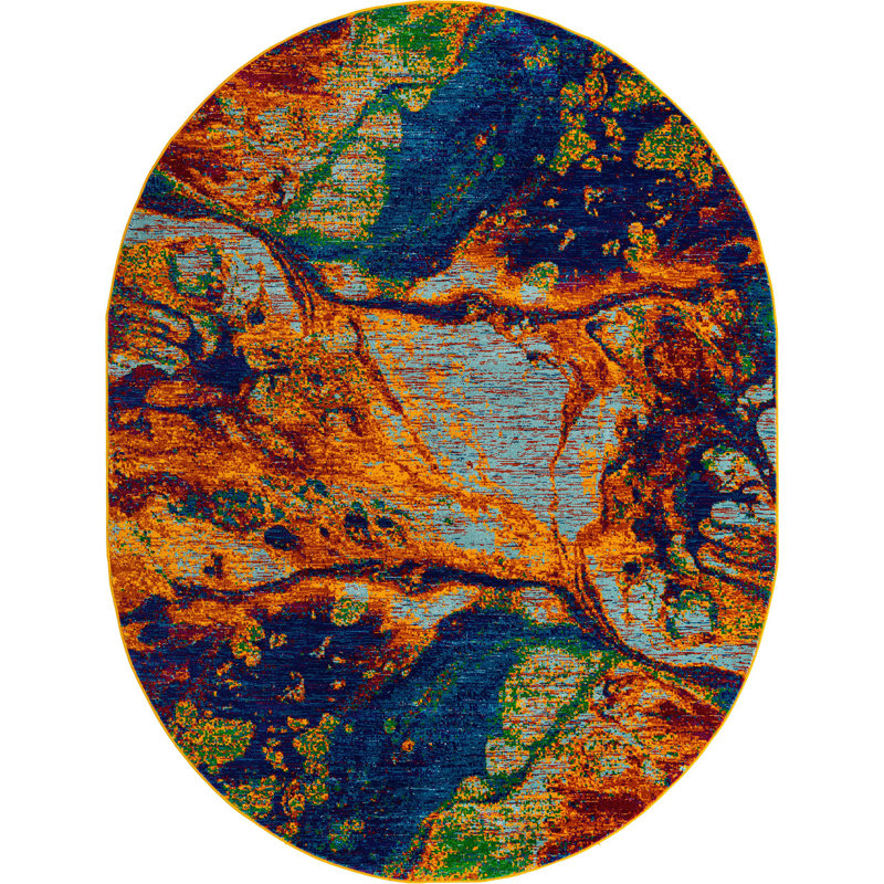 Malaija Abstract Indoor Rug, Oval 7'10" x 10'