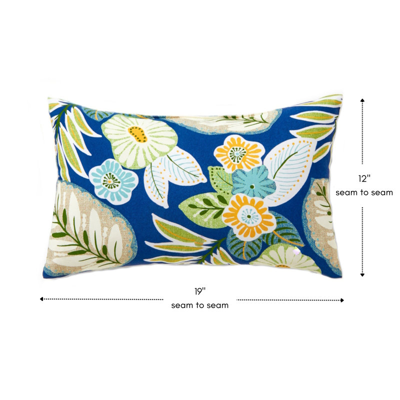 Henrich Indoor/Outdoor Striped Lumbar Pillow, Marlow Blue Floral