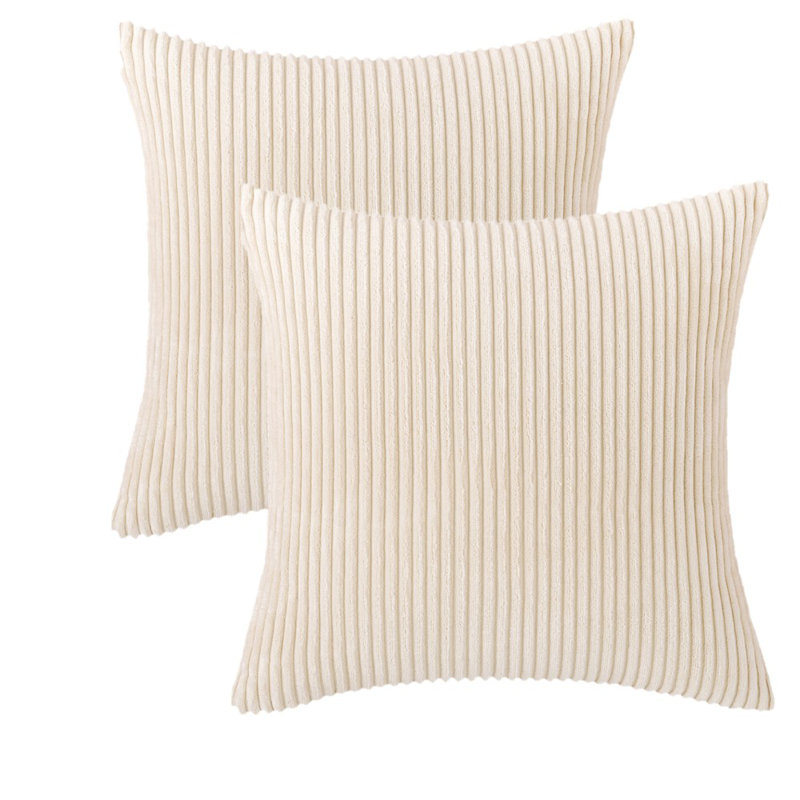 Coussin en velours côtelé Corduroy, Crème