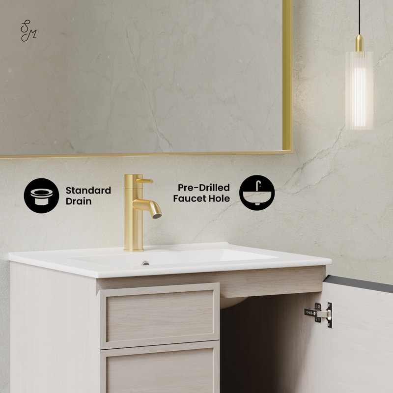 Meuble-lavabo mural 24 po St. Blanc Tropez, Blanc, Trou simple