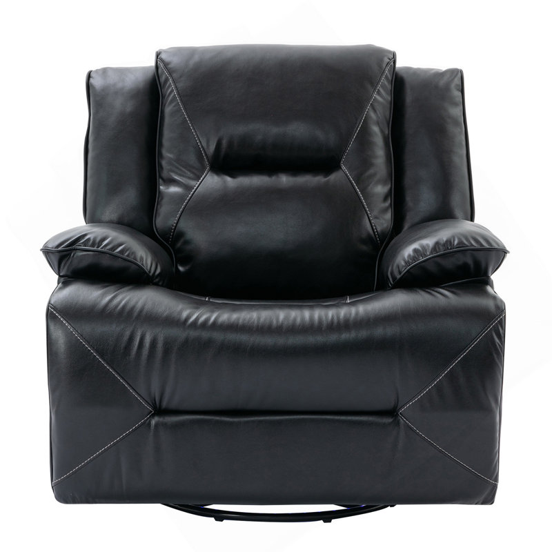 Fauteuil inclinable manuel et pivotant à 360 ° avec bande lumineuse à DEL pour salon, chambre à coucher, noir, Noir