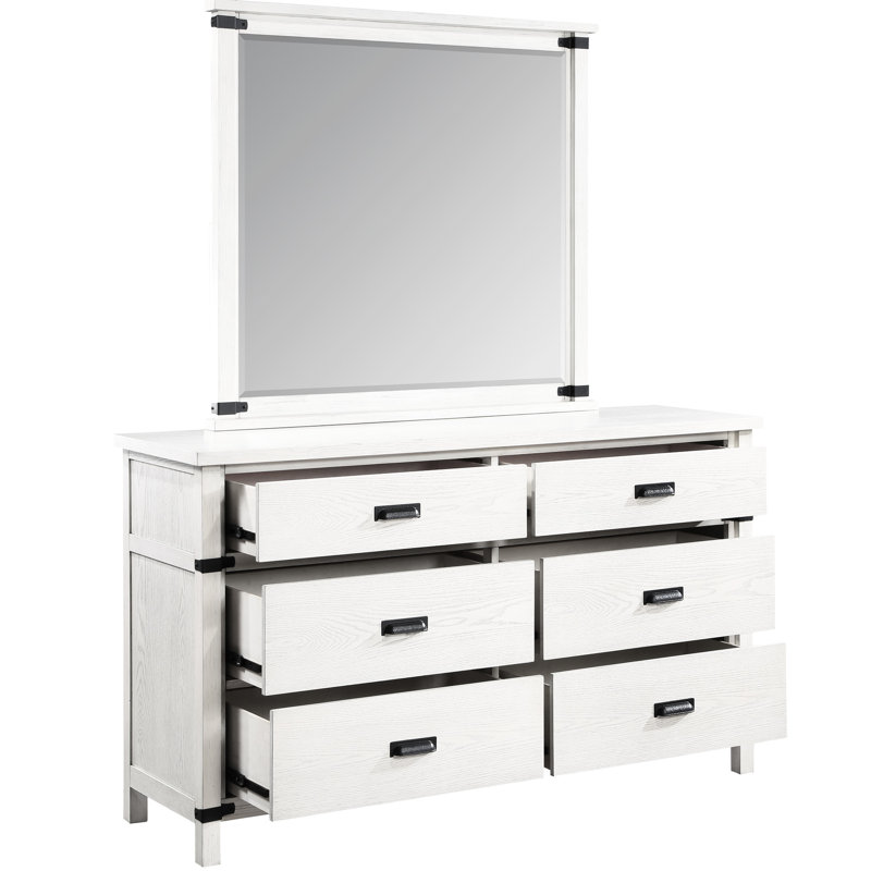 Miroir de chambre à coucher rectangulaire avec attrait blanc antique - look moderne pour un cadeau élégant