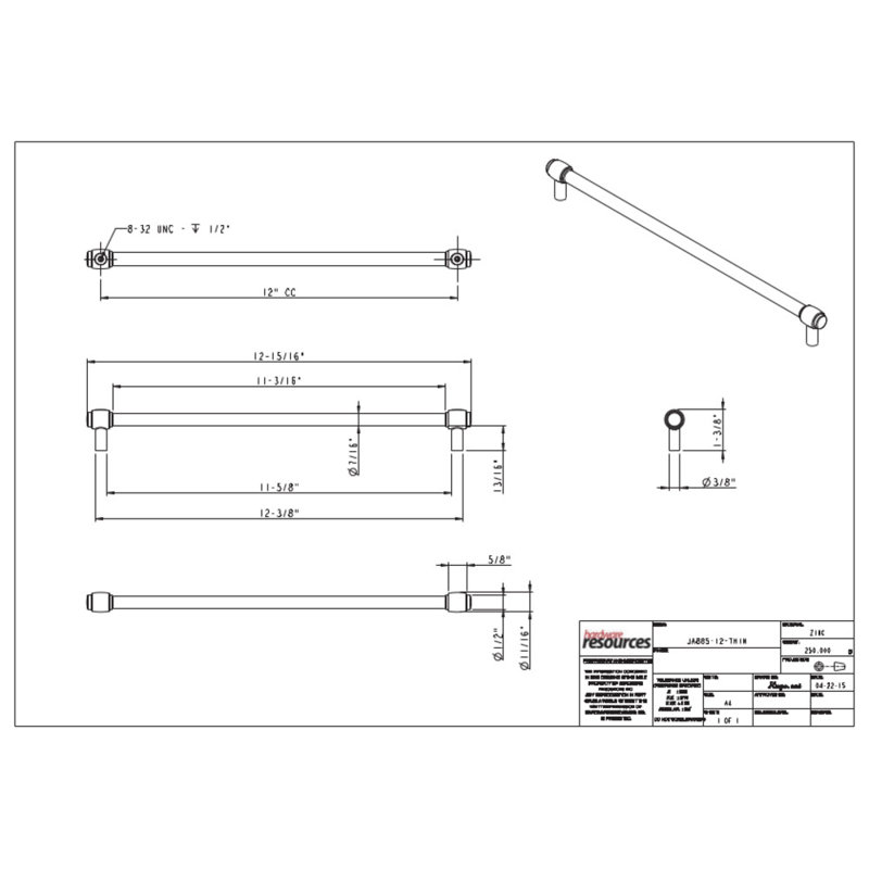 Hayworth Bar Pull, Satin Nickel, 12"
