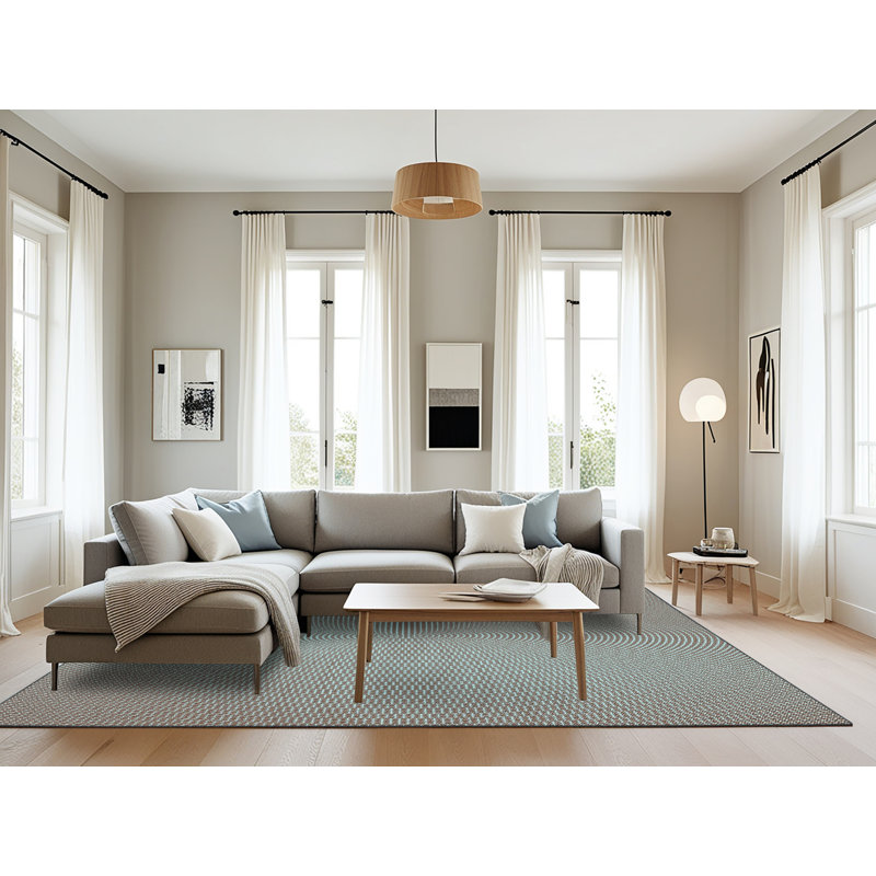 Bleu/gris abstrait Tapis décoratif, Rectangle 8 pi x 12 pi