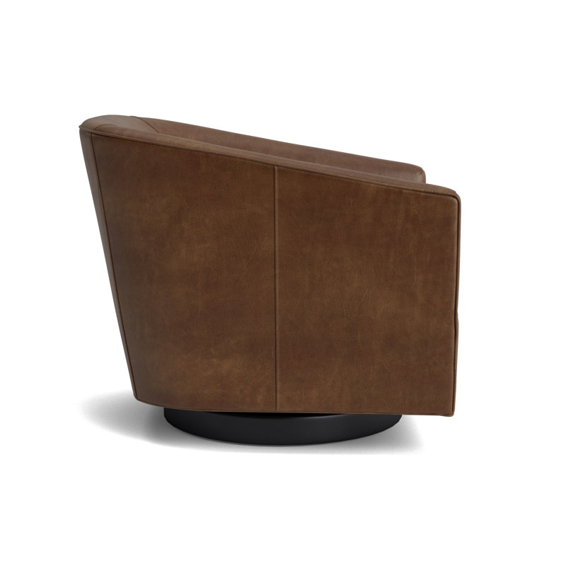 Cooper Full Swivel Leather Chair, Black, Bedford - Tobacco