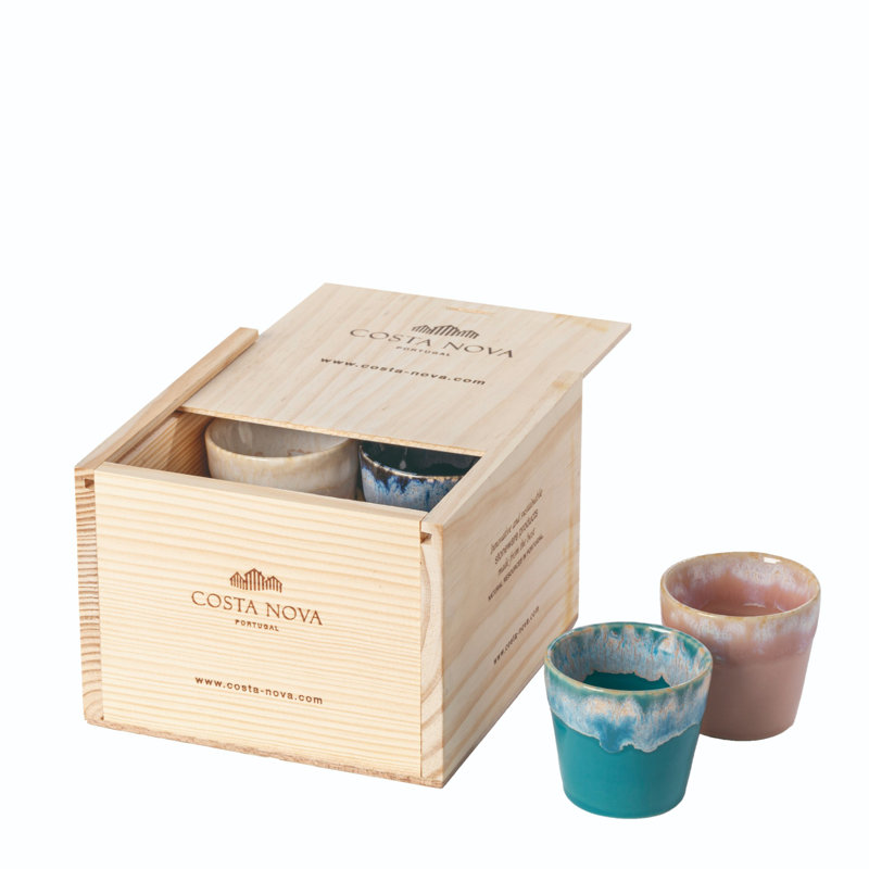 Grespresso Stoneware Espresso Cup, Yellow/White/Aqua