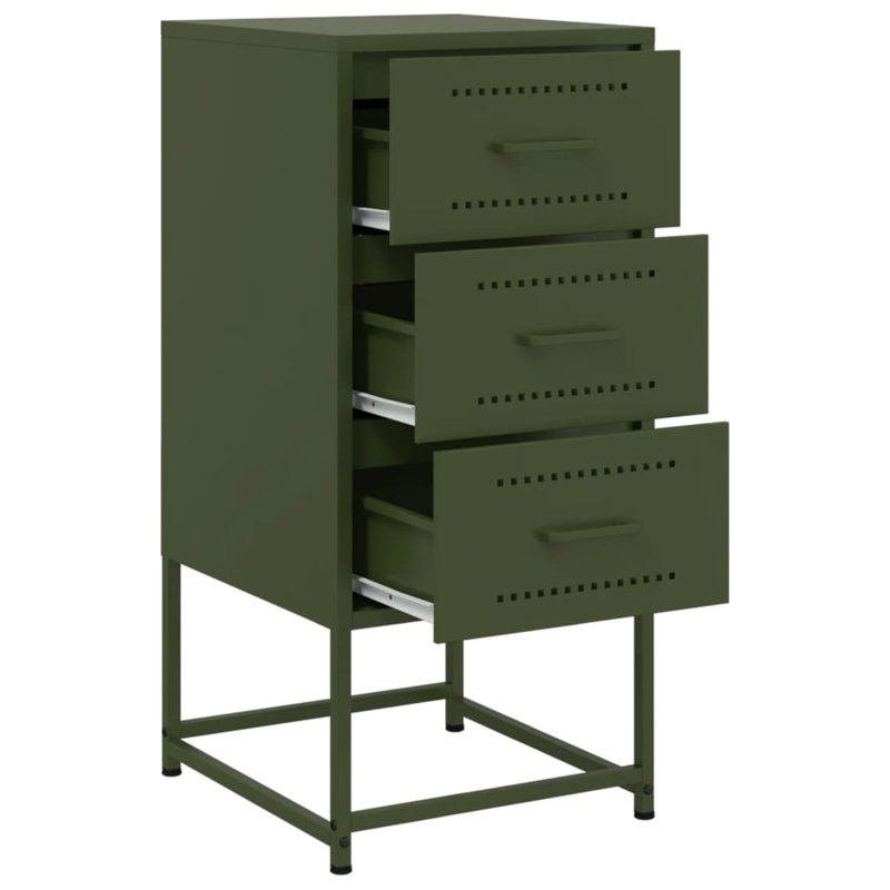 Raddatz 36cm W Steel Bedside Table, Olive Green, Set of 2
