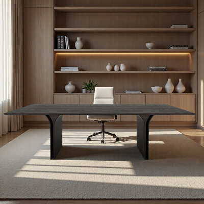 Bureau rectangulaire minimaliste en bois massif pour la maison US