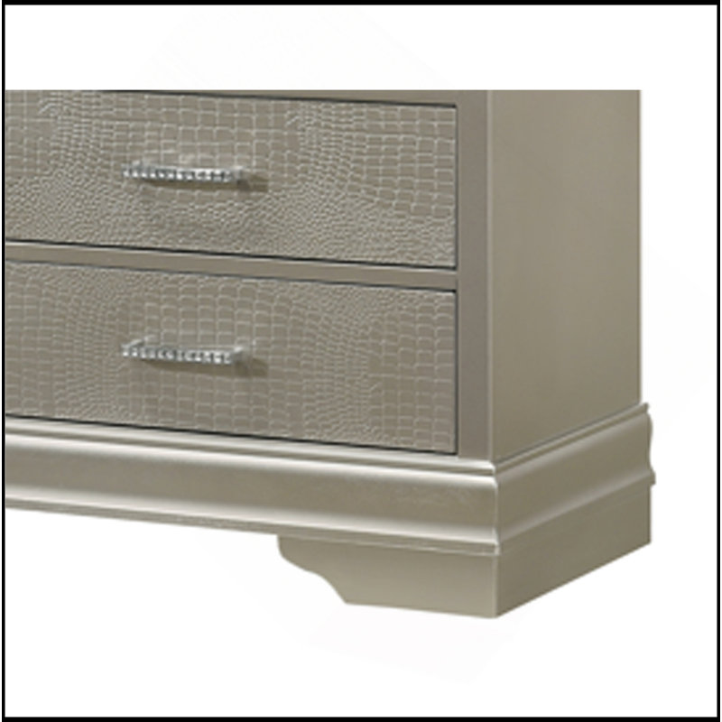 Amalia - Commode - Gris, Argenté / blanc