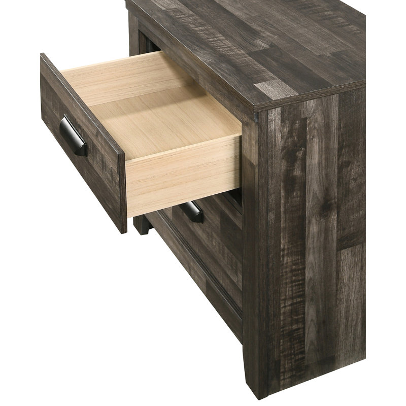 2 tables de chevet pour chambre à coucher - look moderne avec rangement et poignées en métal, Brun