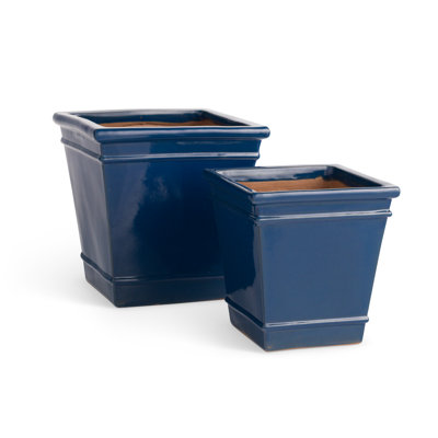 Duetto Earthenware Reactive Glaze Pots in Blue