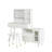 Modern Makeup Vanity Desk With Mirror And Lights, Retractable Dressing Table With Drawers And Cabinet, Compact Makeup Table Set With Power Outlet For Bedroom-1654726587
