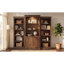 Bibliothèque de 78,75 po de hauteur, 3 pièces, vitrine avec plafonnier à DEL, tablettes de style rétro avec tablettes en verre trempé pour le salon, le bureau, le studio ou l'espace de travail
