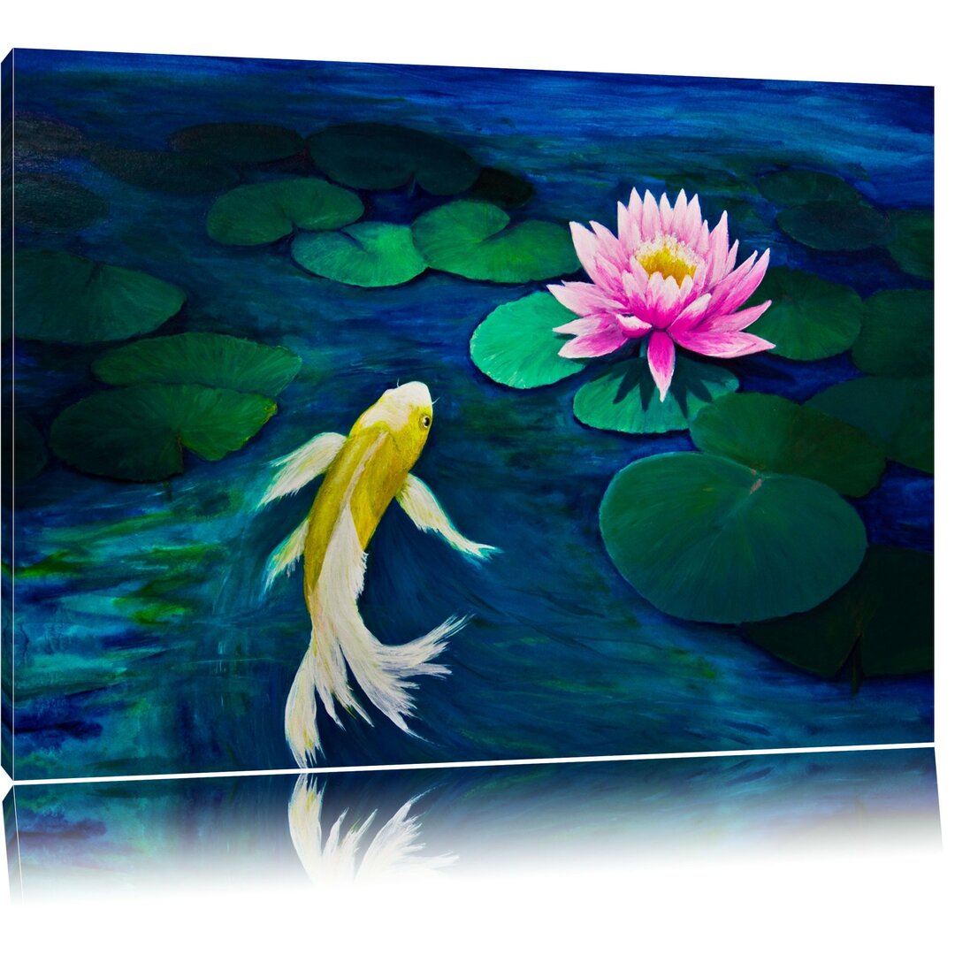 Leinwandbild Koi with Water Lily