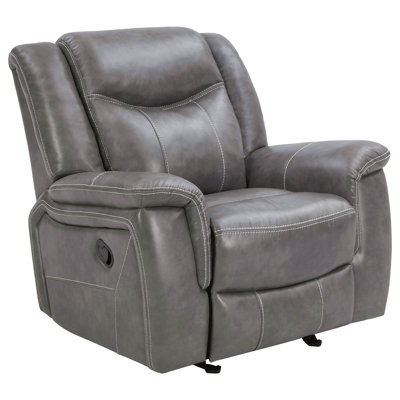 Grey Upholstered Padded Arm Glider Recliner