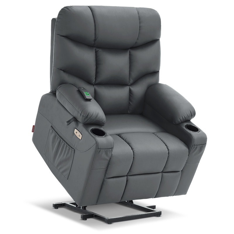 Fauteuil inclinable électrique en similicuir Adavia, Gris foncé