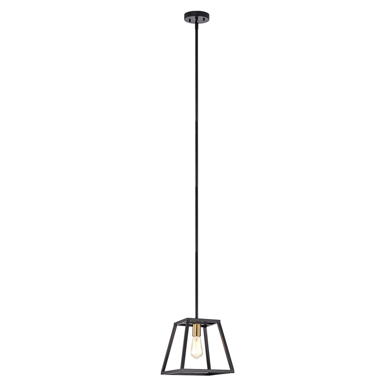 Luminaire suspendu carré à 1 lumière Salvi, Noir