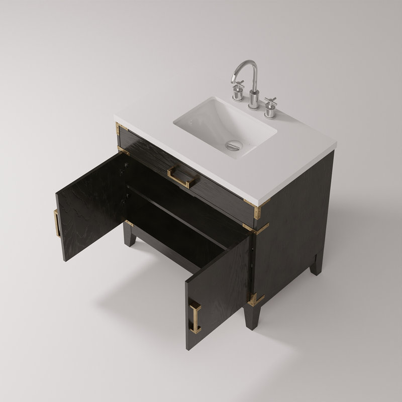 Meuble-lavabo simple avec comptoir en quartz