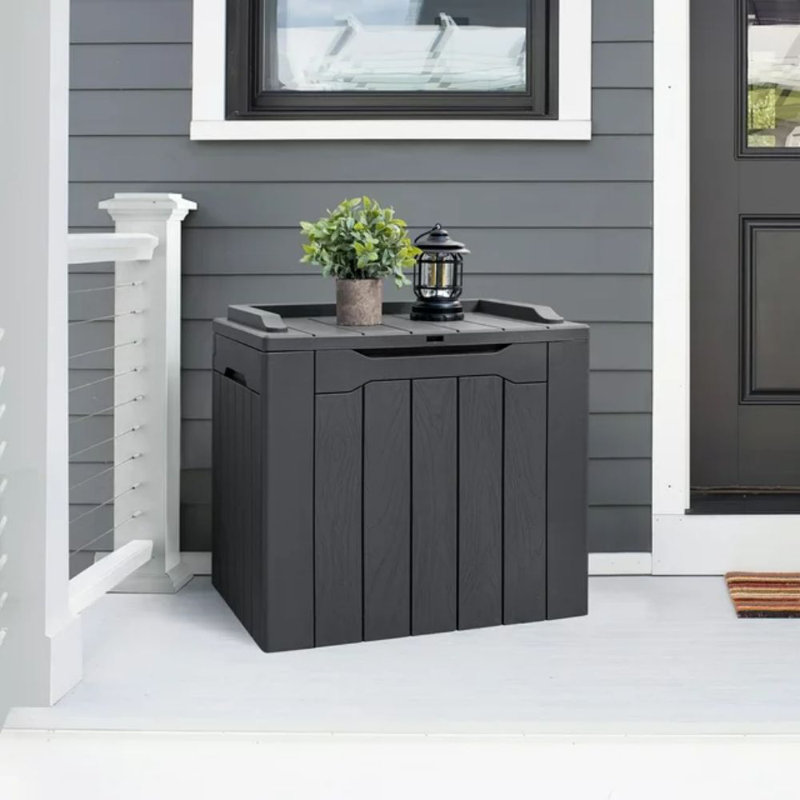 Furmax 31 Gallons Resin Lockable Deck Box (Set of 2), Grey