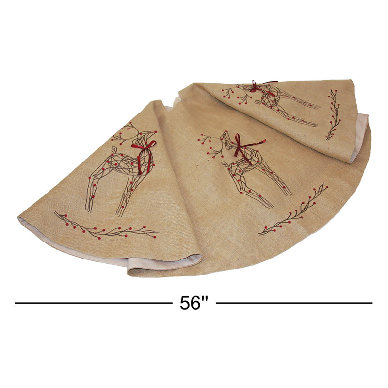 Johnone Embroidered Burlap Tree Skirt