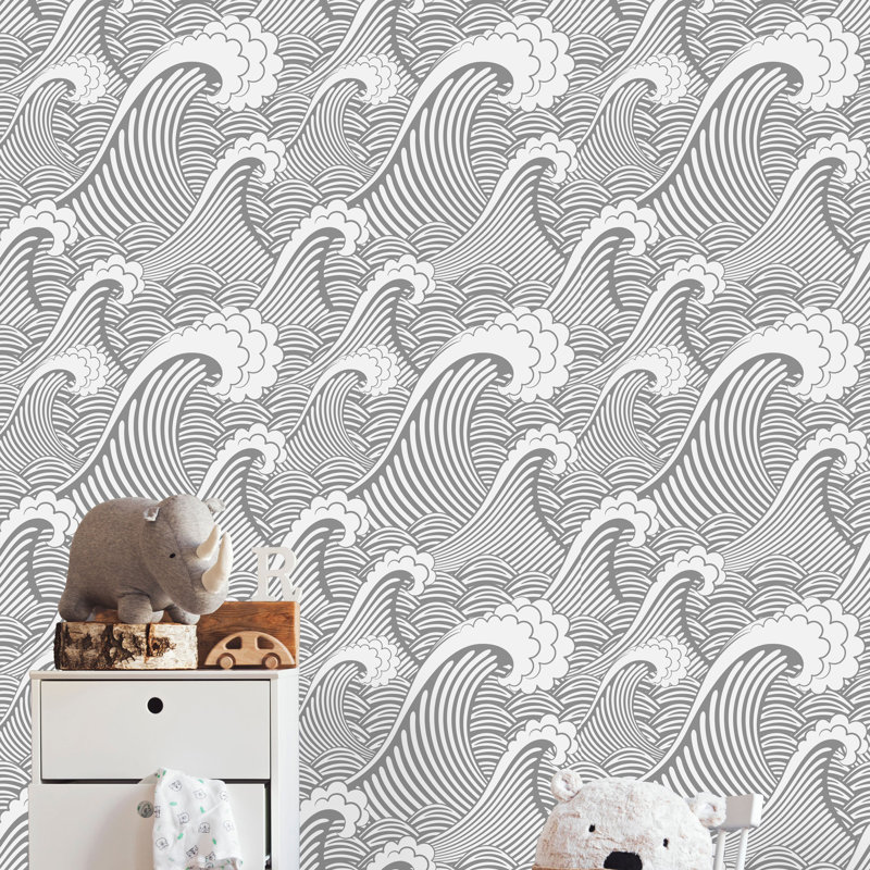 Rouleau de papier peint adhésif Waves, Multicolore, L 10,42 po x l 25 po