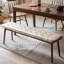 (Kaki) Bois de chêne naturel pour banc de table de salle à manger avec coussin en cuir-1094397939