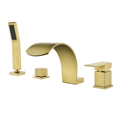 Robinet de baignoire moderne avec douche à main, robinet de baignoire à fixation sur le comptoir avec douchette et pulvérisateur, ensemble de robinet de baignoire à 4 trous