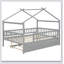 Wooden House Bed With Trundle-114668461