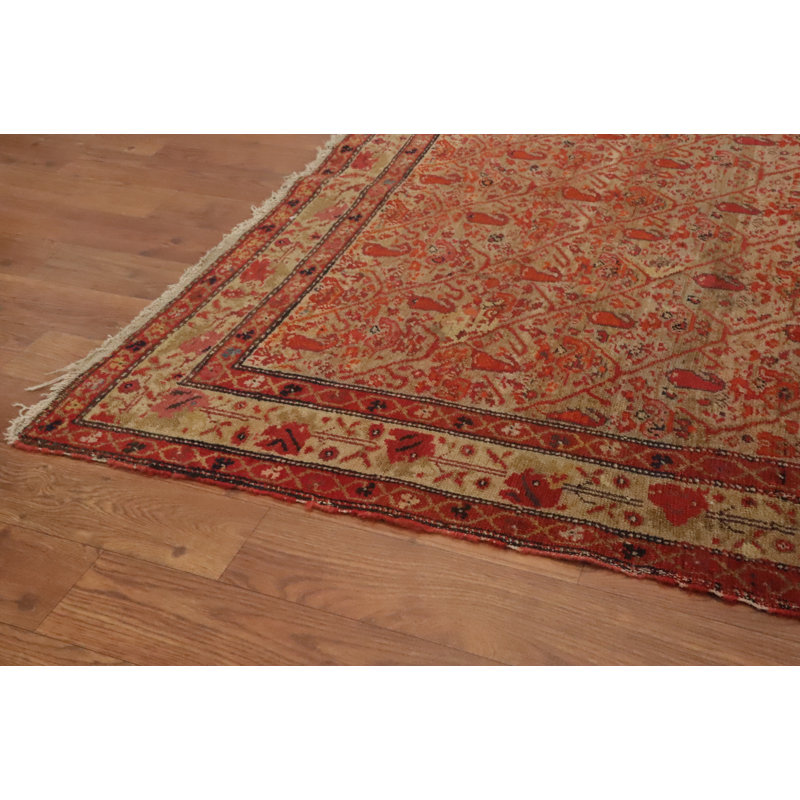 Tapis oriental pré-1900 à teinture végétale antique 4 x 6