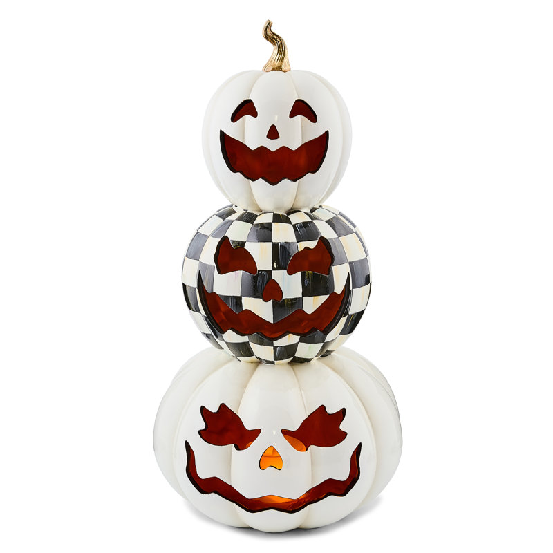 Courtly Check Stacked Illuminated Pumpkins