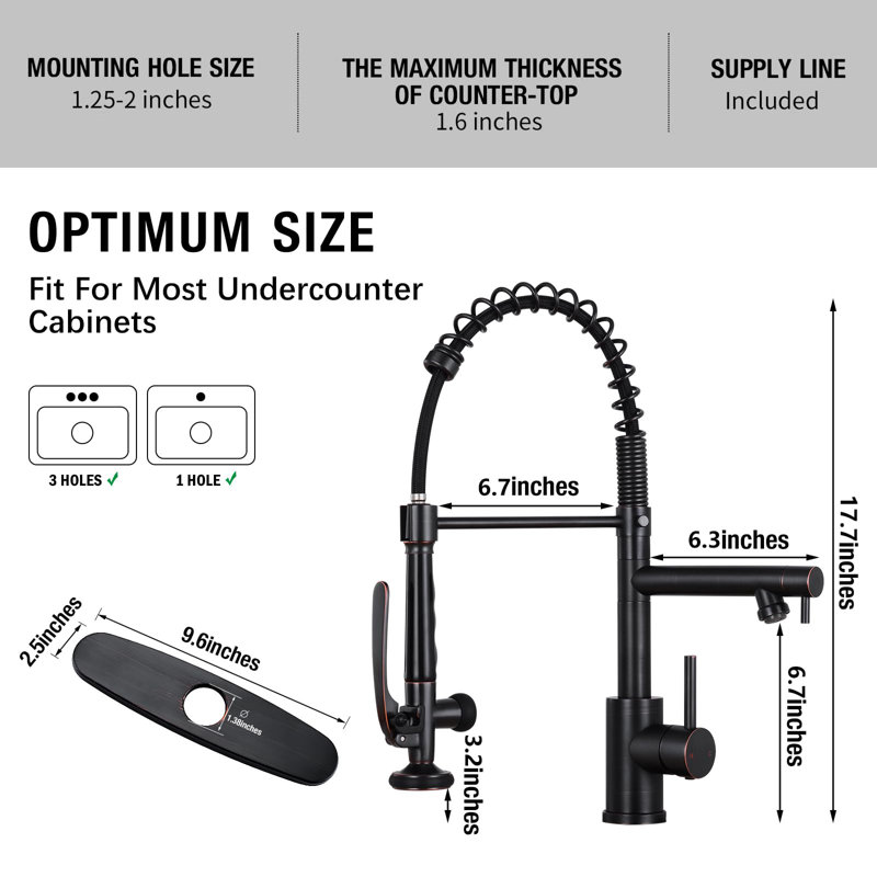Pull-Down Spray Kitchen Faucet, High Arch Spring, Stainless Steel Single Handle Kitchen Faucet With Spray Head.
