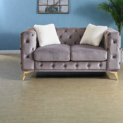 Canapés à compression, causeuse Chesterfield en velours de 61 pouces, maison moderne