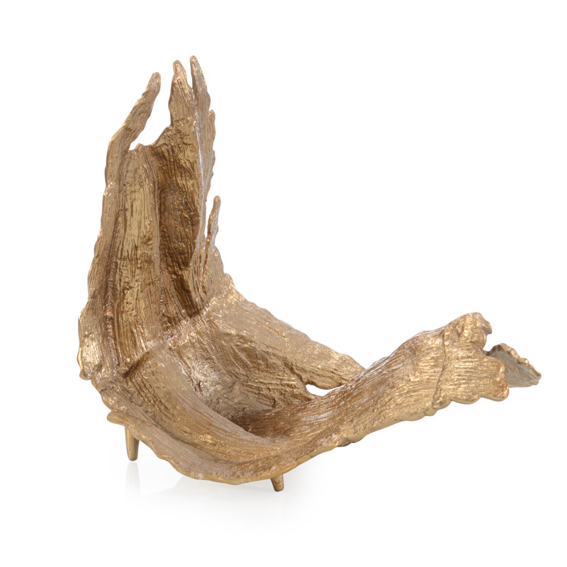 Sculpture de feuille usée par le temps, grand laiton