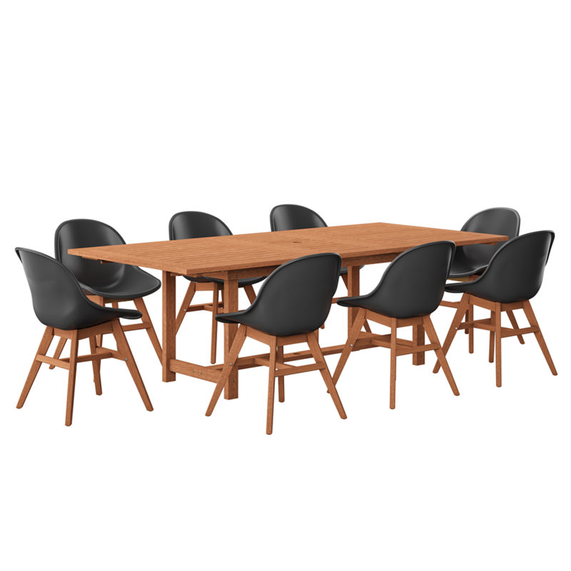 Anautica 8 - Person Patio Dining Set with Extendable Rectangular Table