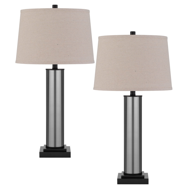 29"H Black Cylinder Table Lamps Set of 2 with Clean Contemporary Design