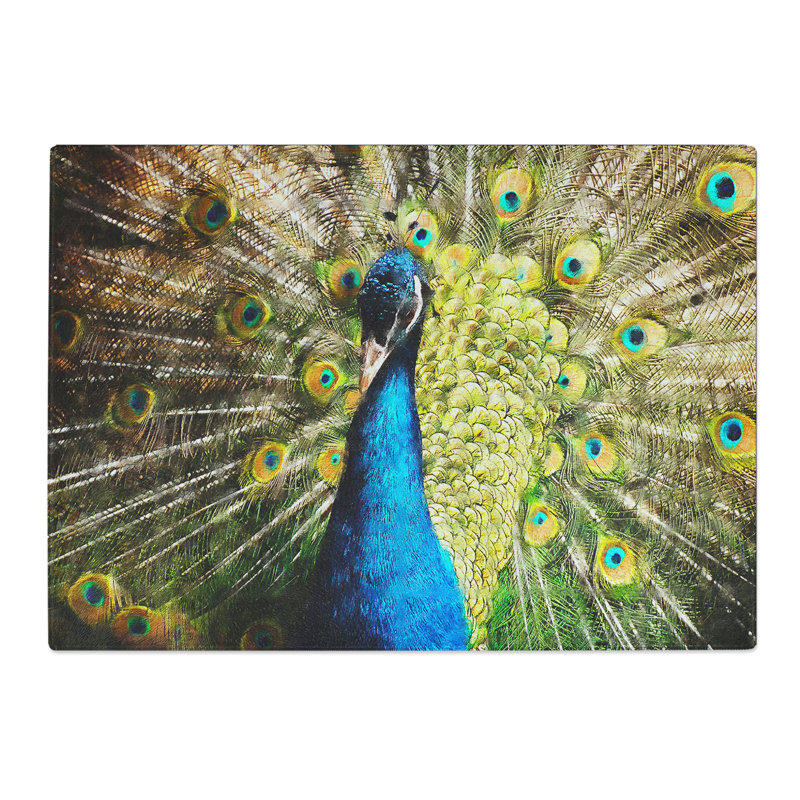 Peacock Vol.2 Painting Chopping Board, 0.4cm H x 20cm W x 28.5cm L