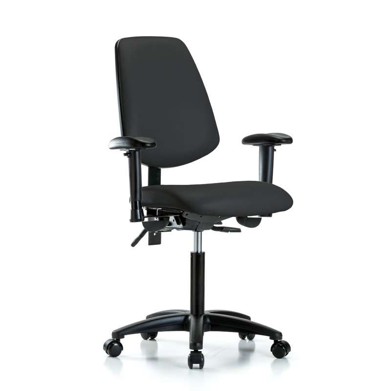 John Vinyl Task Chair, Black, Casters, Included
