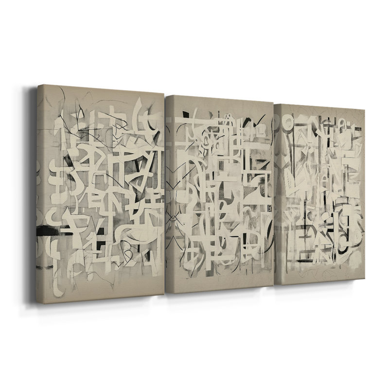 ABSTRACT Series CMV III - Toile tendue sur mesure - 3 pièces, H 12 po x l 24 po