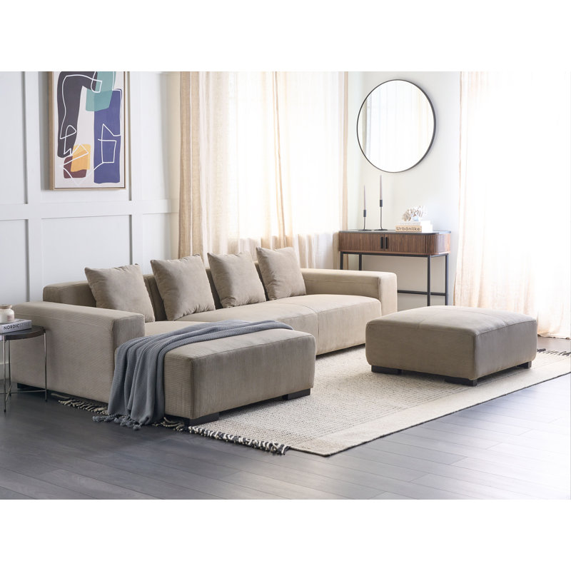 Amoriah 5 Seater Sofa & Chaise, Beige, Left Hand Facing