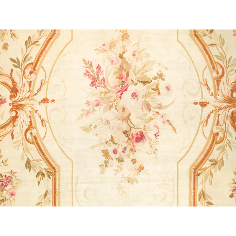 Tapis unique en laine noué à la main des années 2010 de 11 pi x 19 pi en beige / rouge / vert